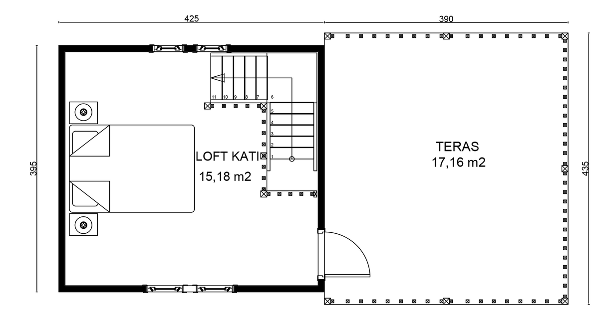 ABANT loft katı planı — Loft Katı, Teras