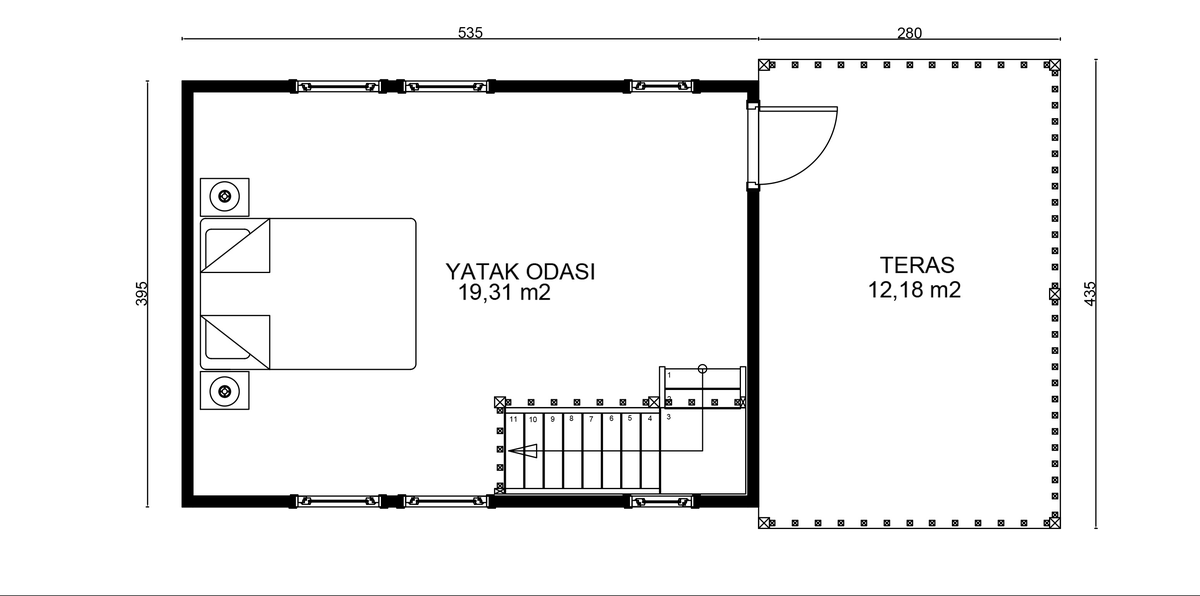 EFES 1. kat planı — Yatak Odası, Teras
