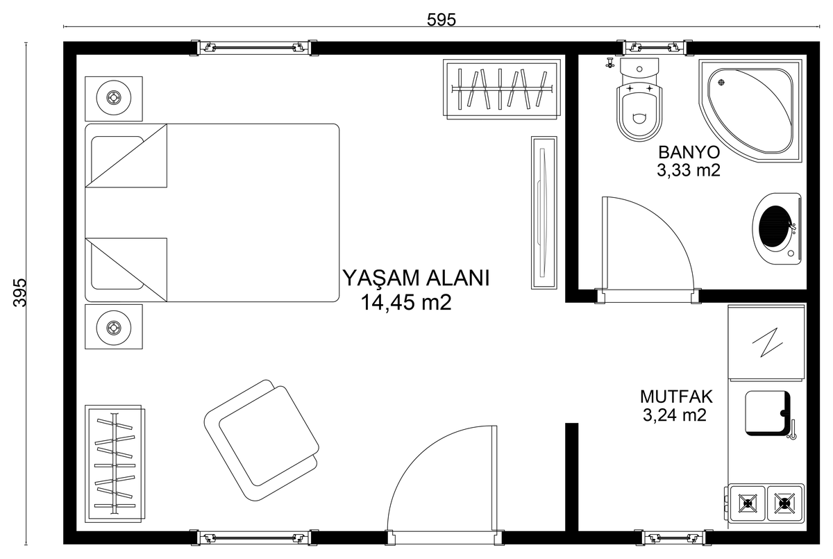 LİKYA zemin kat planı — Yaşam Alanı, Banyo, Mutfak