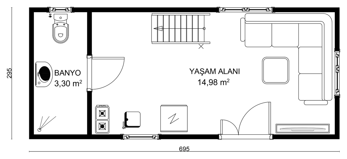 TRUVA zemin kat planı — Yaşam Alanı, Banyo
